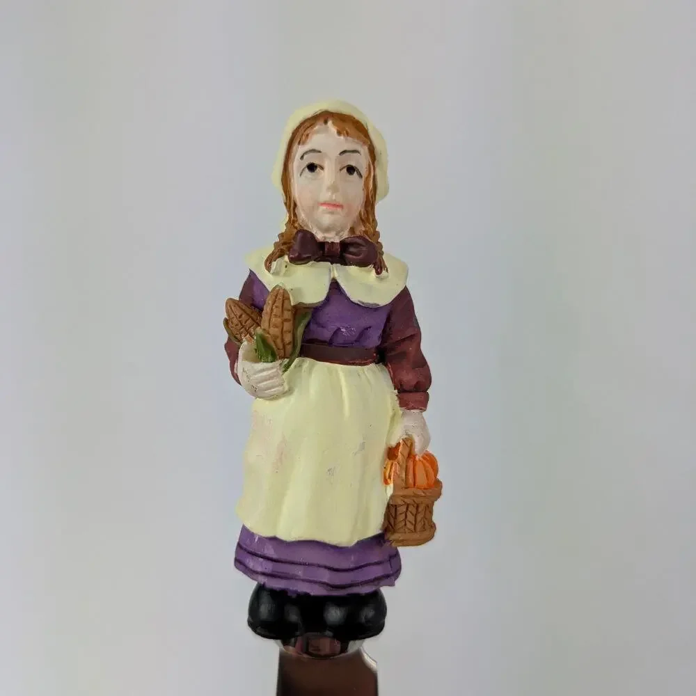 Harvest Thanksgiving Butter Knife Set Spreader Pilgrim Turkey Figurine Holiday